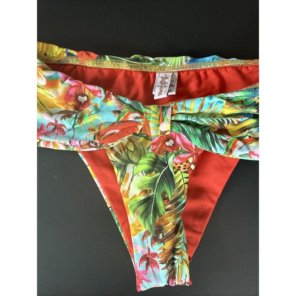 Luli Fama Penelolope bikini bottom green/multicolor tropical flora Size XS